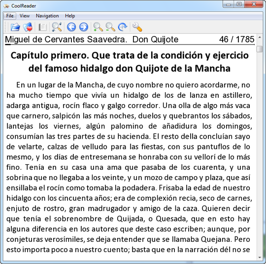 Programa para leer libro en formato EPUB CoolReader 3.0.51-2