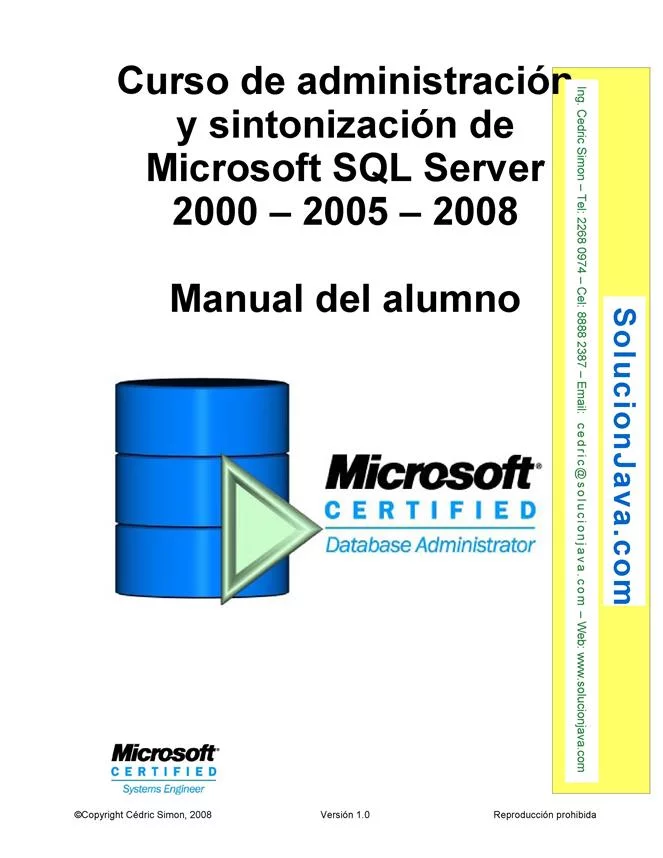 Curso de administración y sintonización de Microsoft SQL Server 2000 – 2005 – 2008 – Manual del alumno