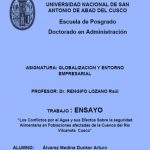 Los conflictos por el agua y sus efectos sobre la seguridad alimentaria en poblaciones afectadas de la cuenca del Río Vilcanota – Cusco – Perú