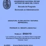 Los conflictos por el agua y sus efectos sobre la seguridad alimentaria en poblaciones afectadas de la cuenca del Río Vilcanota – Cusco – Perú